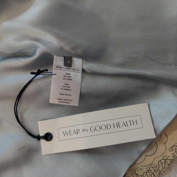 Cream and Blue Silk and Linen Toile Jacket by Wear in Good Health - Picture 8 of 10